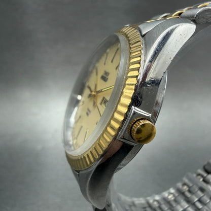Timex President Watch Men 36mm Cream Dial Two Tone Daydate Indiglo New Battery2