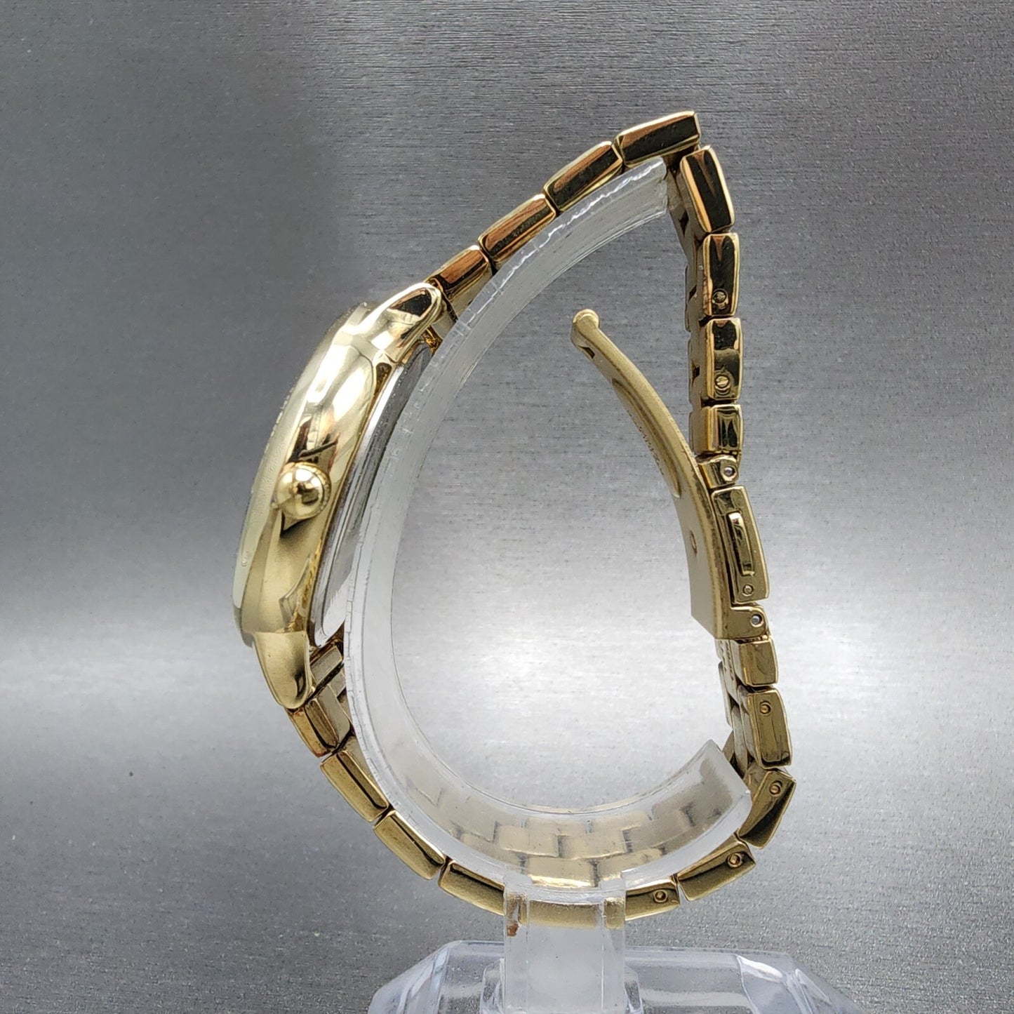 Tommy Hilfiger Watch Women 36mm White Dial Gold Tone Crystal Bezel Round Newbatt6