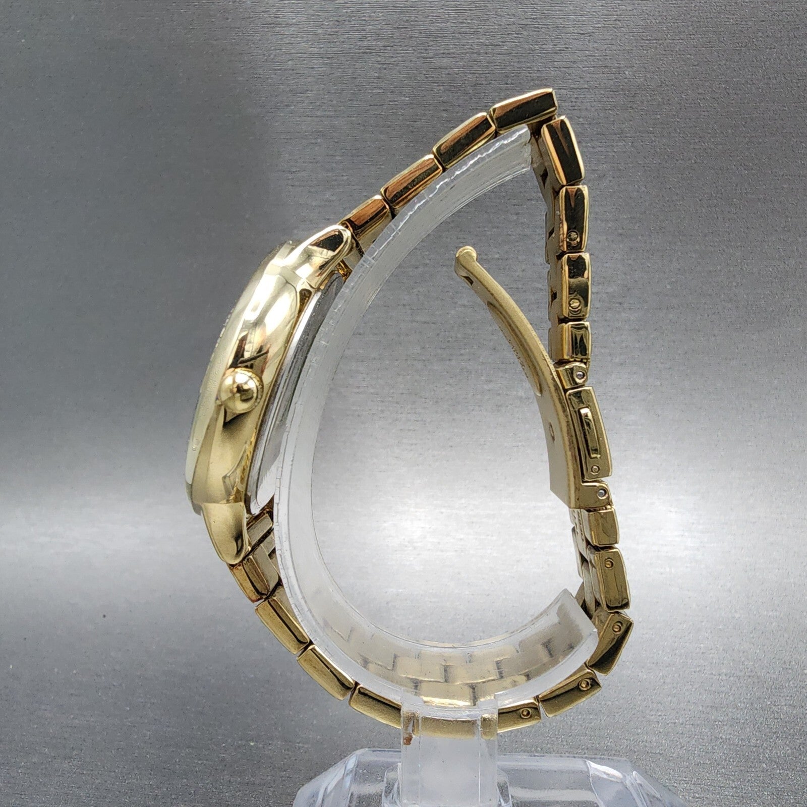 Tommy Hilfiger Watch Women 36mm White Dial Gold Tone Crystal Bezel Round Newbatt6
