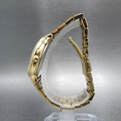 Tommy Hilfiger Watch Women 36mm White Dial Gold Tone Crystal Bezel Round Newbatt6