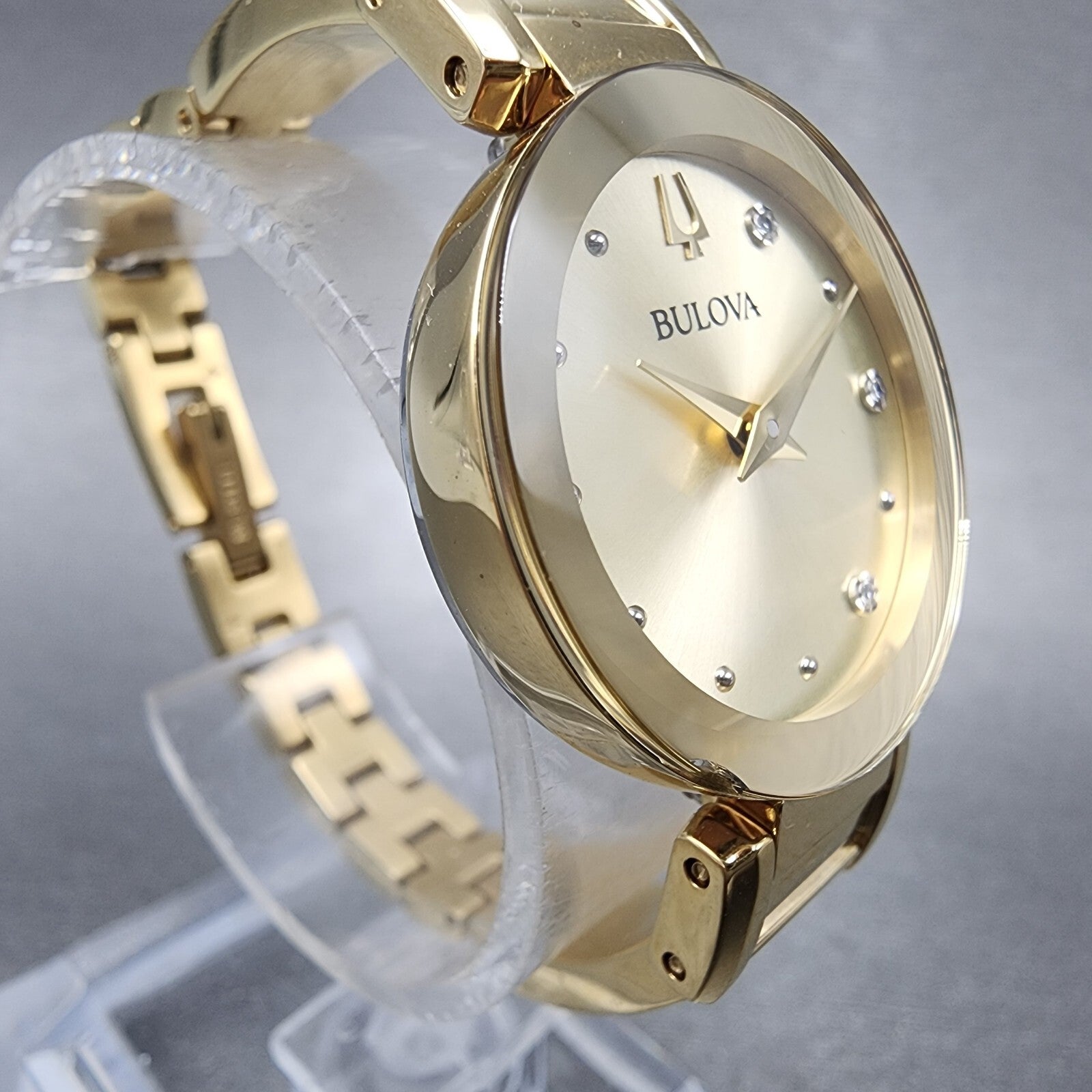 Bulova Marc Anthony Watch Women 26mm Champagne Dial Gold Tone Diamond Accents3