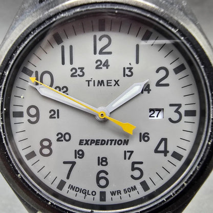 Timex Expedition Scout Watch Men 40mm Gray Dial Black Date Round New Battery1