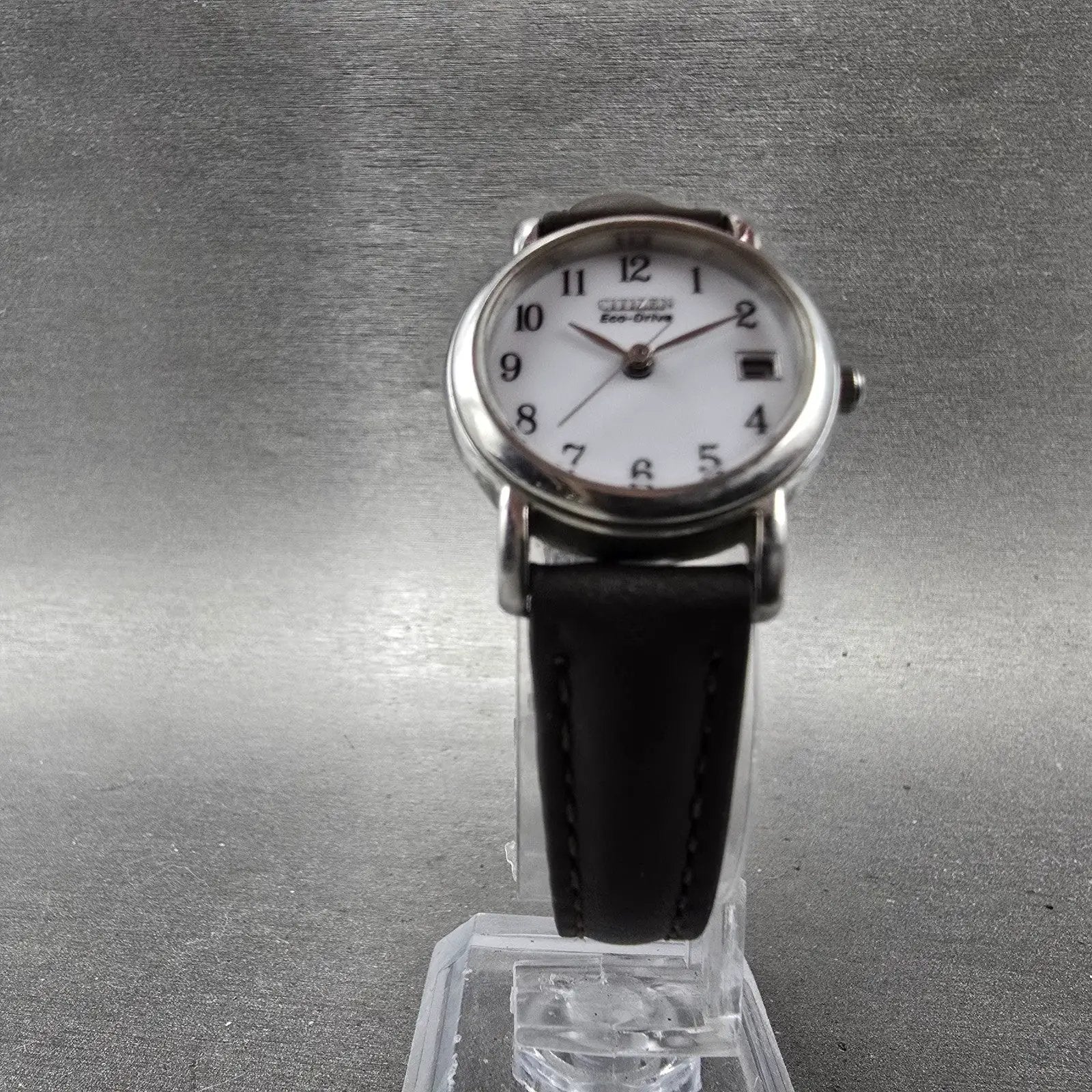 Citizen Eco-Drive Watch Women 23mm White Dial Silver Tone Date E011-S049415 Runs5