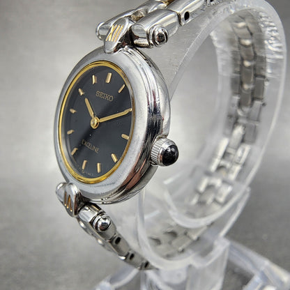 Seiko Exceline  Watch Women 20mm Black Dial Two Tone Round 1f200d0a New Batt2