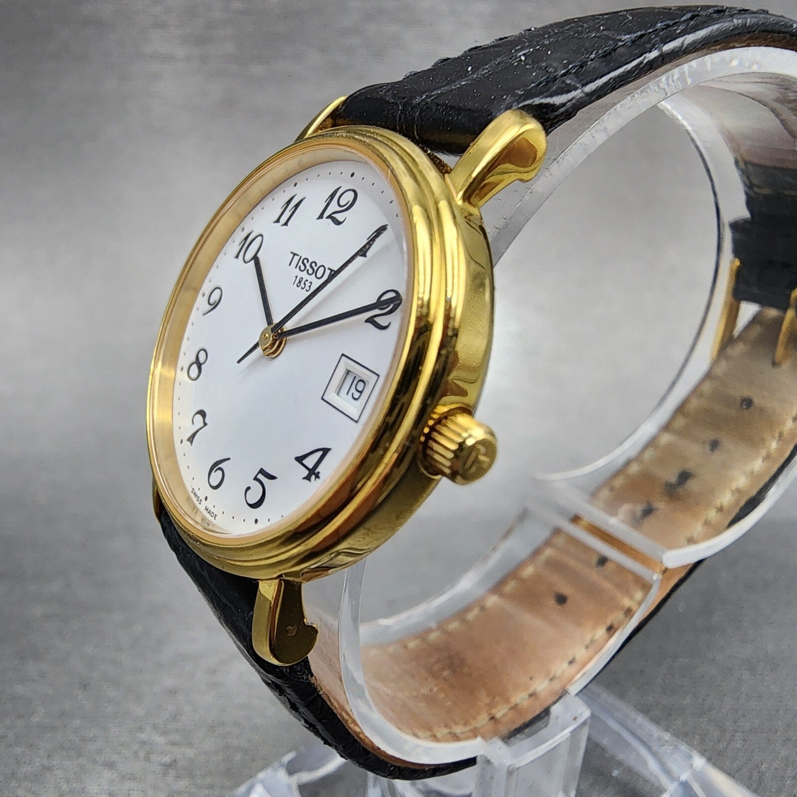 Tissot Watch Women 27mm White Dial Gold Tone Date Round T830/930 New Battery2