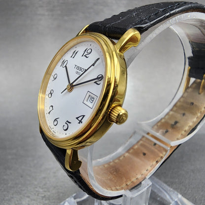 Tissot Watch Women 27mm White Dial Gold Tone Date Round T830/930 New Battery2