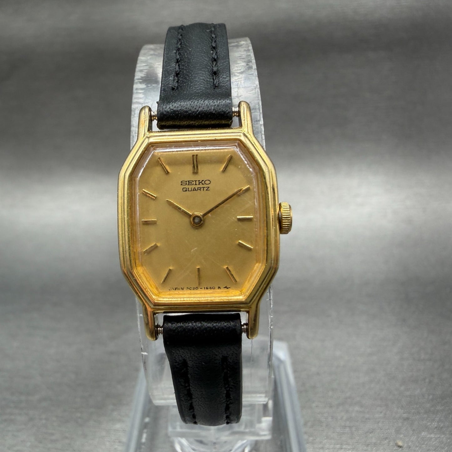 Seiko Watch Women 16mm Champagne Dial Gold Tone Octagon 2c20-5760 New Battery0