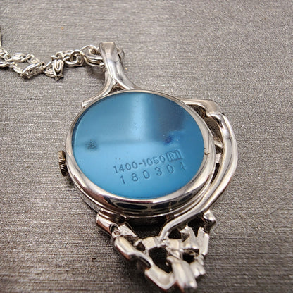 Seiko Necklace Watch Women 25mm Blue Dial Silver Tone Round 14001050 New Batt5
