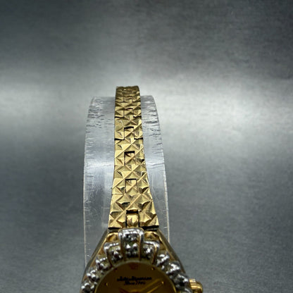 Jules Jurgenson Watch Women 18mm Champagne Dial Gold Tone Gem Stones New Battery4