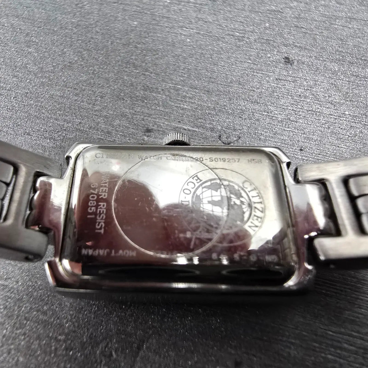 Citizen Eco-Drive Tank Watch Women 15mm MOP Dial Silver EG2680-61D Runs Crystals9