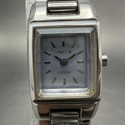 Citizen Wicca Watch Women 15mm Blue Dial Silver Rectangle 5431-L20891 New Batt1