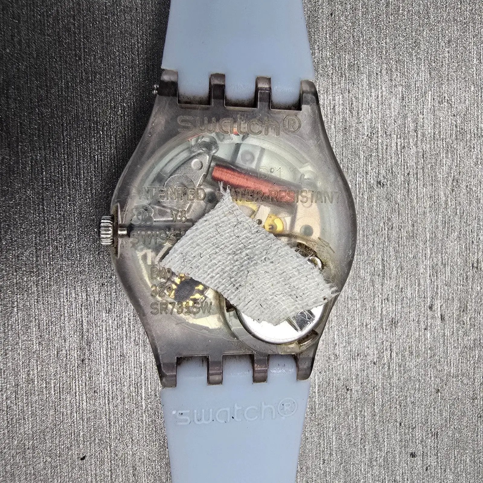 Swatch CASUAL BLUE Watch Women 25mm Blue Dial Clear Case Round LK396 New Battery10