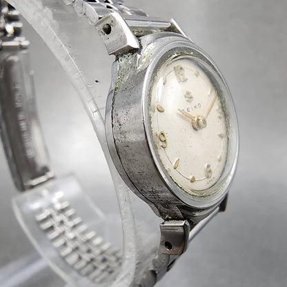 Seiko Manual Watch Women 18mm White Dial Silver Tone Round SP14 Runs3