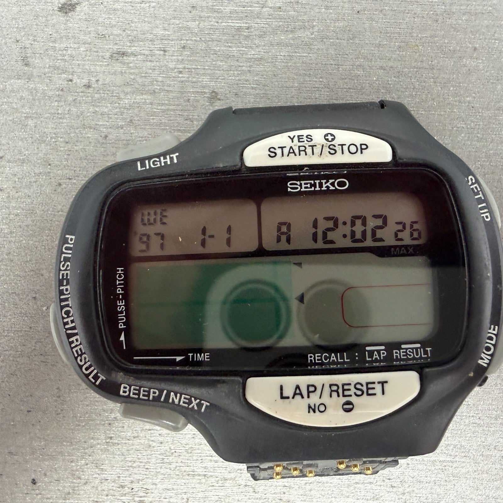 Seiko Pulse Graph Watch Men 61mm Digital Alarm Chrono PROA-4A20 New Battery1