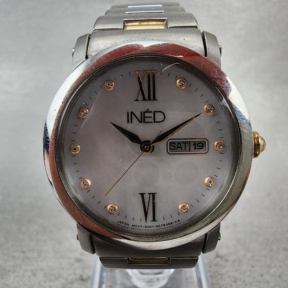Citizen INED Watch Women 29mm MOP Dial Two Tone Daydate Round Solar Runs1