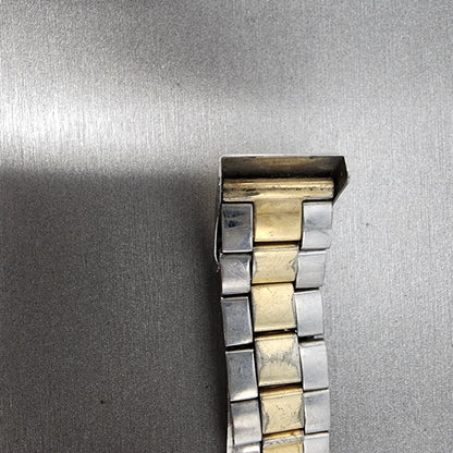 VTG Seiko Watch Bracelet 19mm Two Tone Gold&Silver Tri Folding Claps10