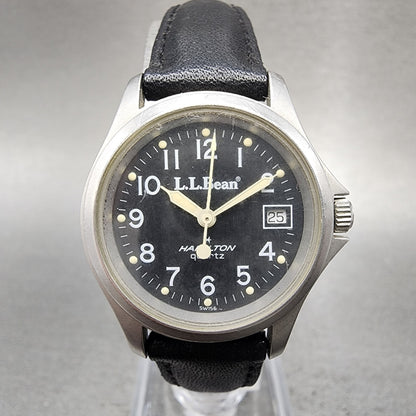 Hamilton LL Bean Watch Women 27mm Black Dial Silver Tone Date Round New Battery0