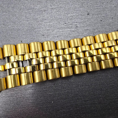 Bulova Bracelet Gold Tone 19mm Stainless Steel Y10 READ!!!!!!! Tri Folding Clasp3