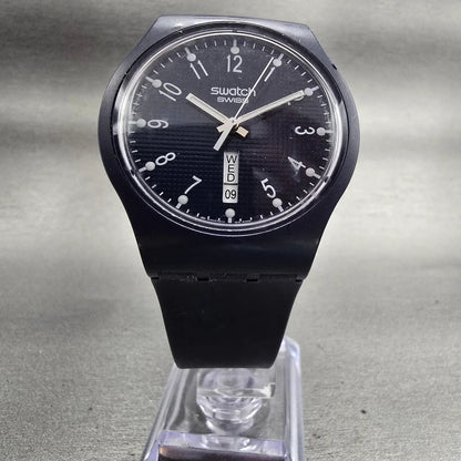 Swatch Portly Watch Men 38mm Blue Dial Blue Case Daydate Round SUJN700 New Batt5
