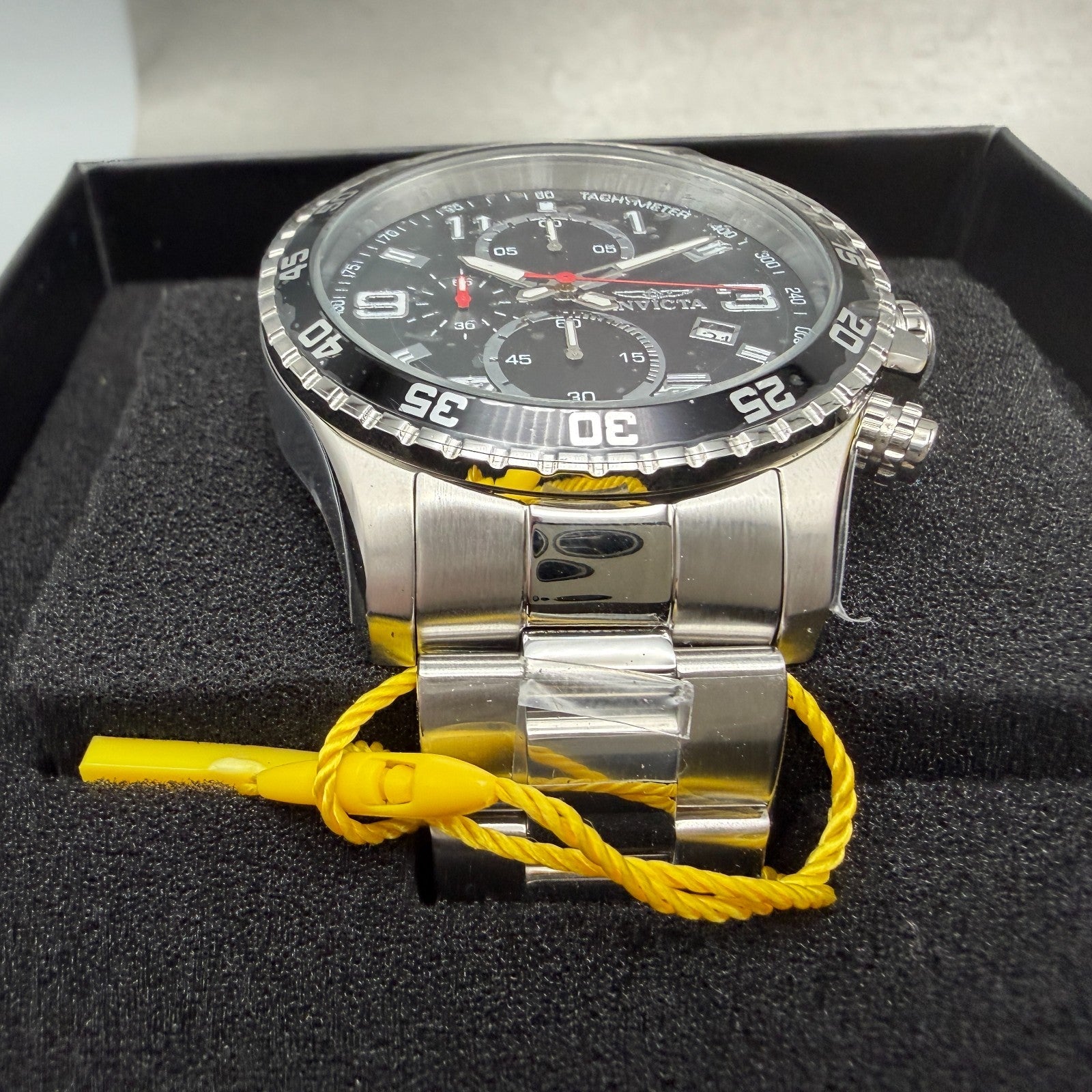 Invicta Specialty Chronograph Watch Men 45mm Black Dial Silver Tone Date 148752