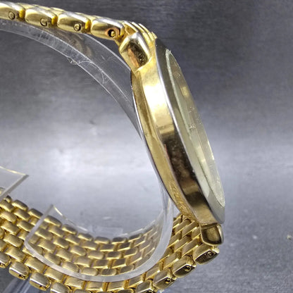 Gruen Watch Men 36mm Gold Dial Gold Tone Round New Battery Vintage3
