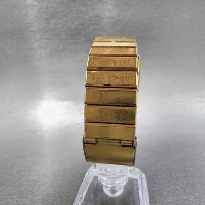Seiko Tank Watch Men 26mm Champagne Dial Gold Tone Date 6532-5230 New Battery