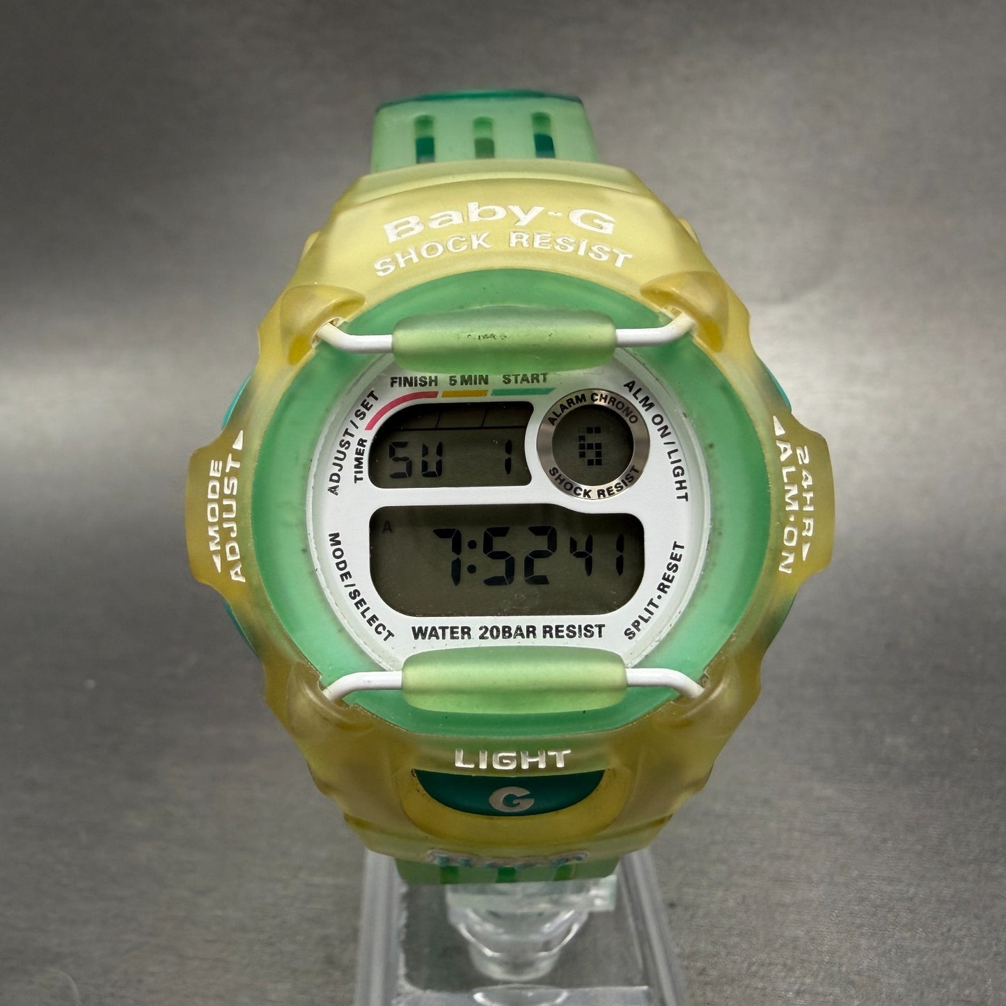 Casio Baby-G Watch Women 42mm Digital Clear&Green Alarm Chrono BG-370 New Batt0