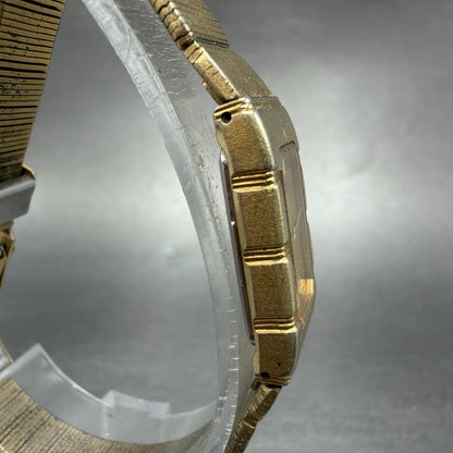 Seiko Tank Watch Women 13mm Champagne Dial Gold Tone 2E20-5039 New Battery VTG3