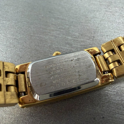 Seiko Tank Watch Women 13mm MOP Dial Gold Tone Rectangle 2E20-7279 New Battery9