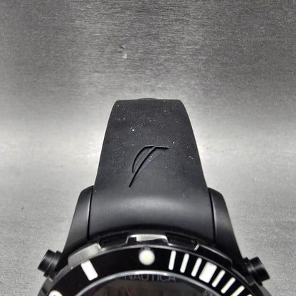 Nautica Dive Watch Men 44mm Black Analog Digital Alarm Chronograph New Battery4