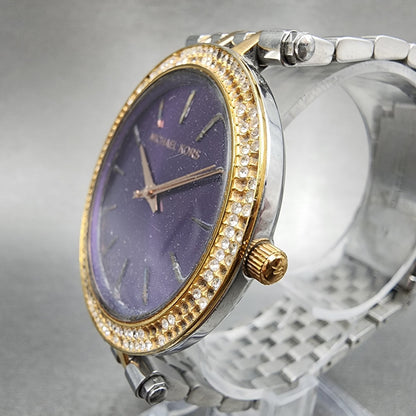 Michael Kors Darci Watch Women 39mm Purple Dial Two Tone Round MK3353 New Batt