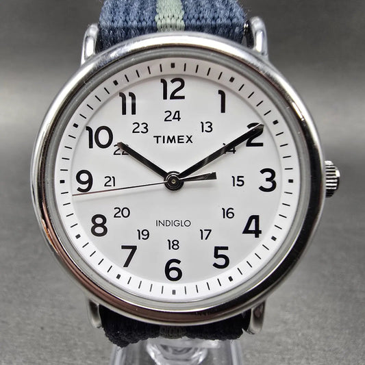 Timex Weekender Watch Men 38mm White Dial Silver Round New Battery TW2R10400 LP0