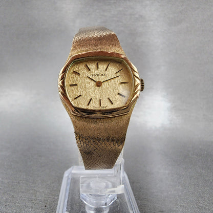 Rado Watch Women 25mm Gold Dial Gold Tone Rectangle Manual Wind Cal 612 PARTS6