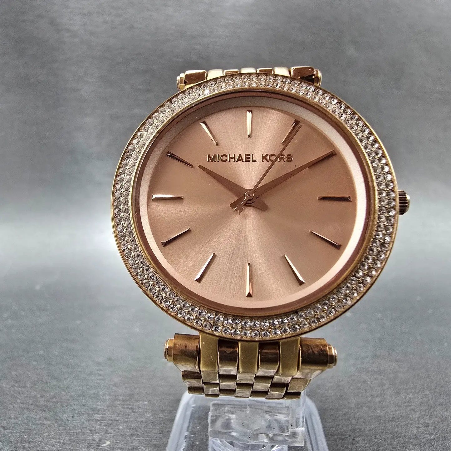 Michael Kors Darci Watch Women 39mm Pink Dial Rose Gold Tone MK-3192 New Batt JK5