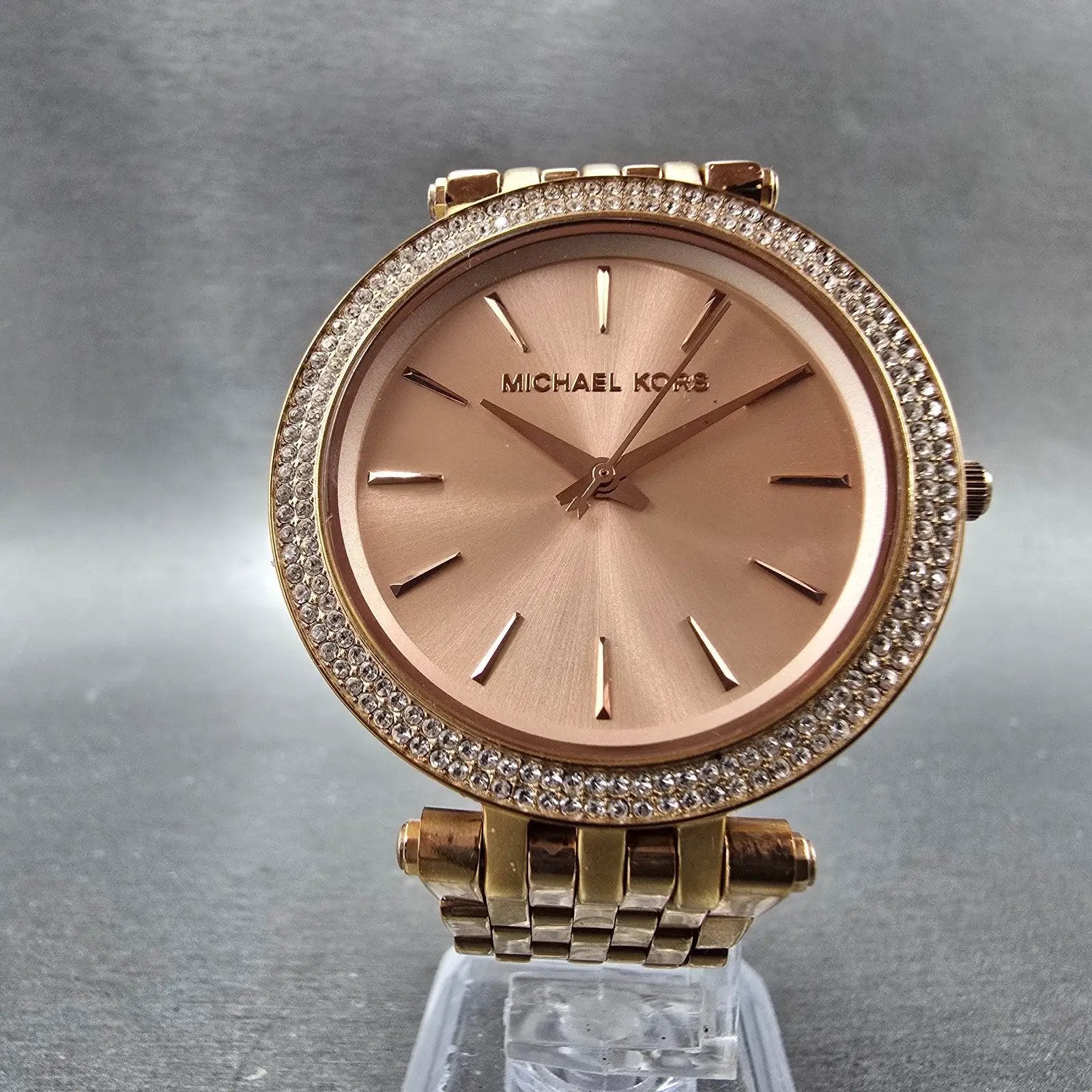 Michael Kors Darci Watch Women 39mm Pink Dial Rose Gold Tone MK-3192 New Batt JK5