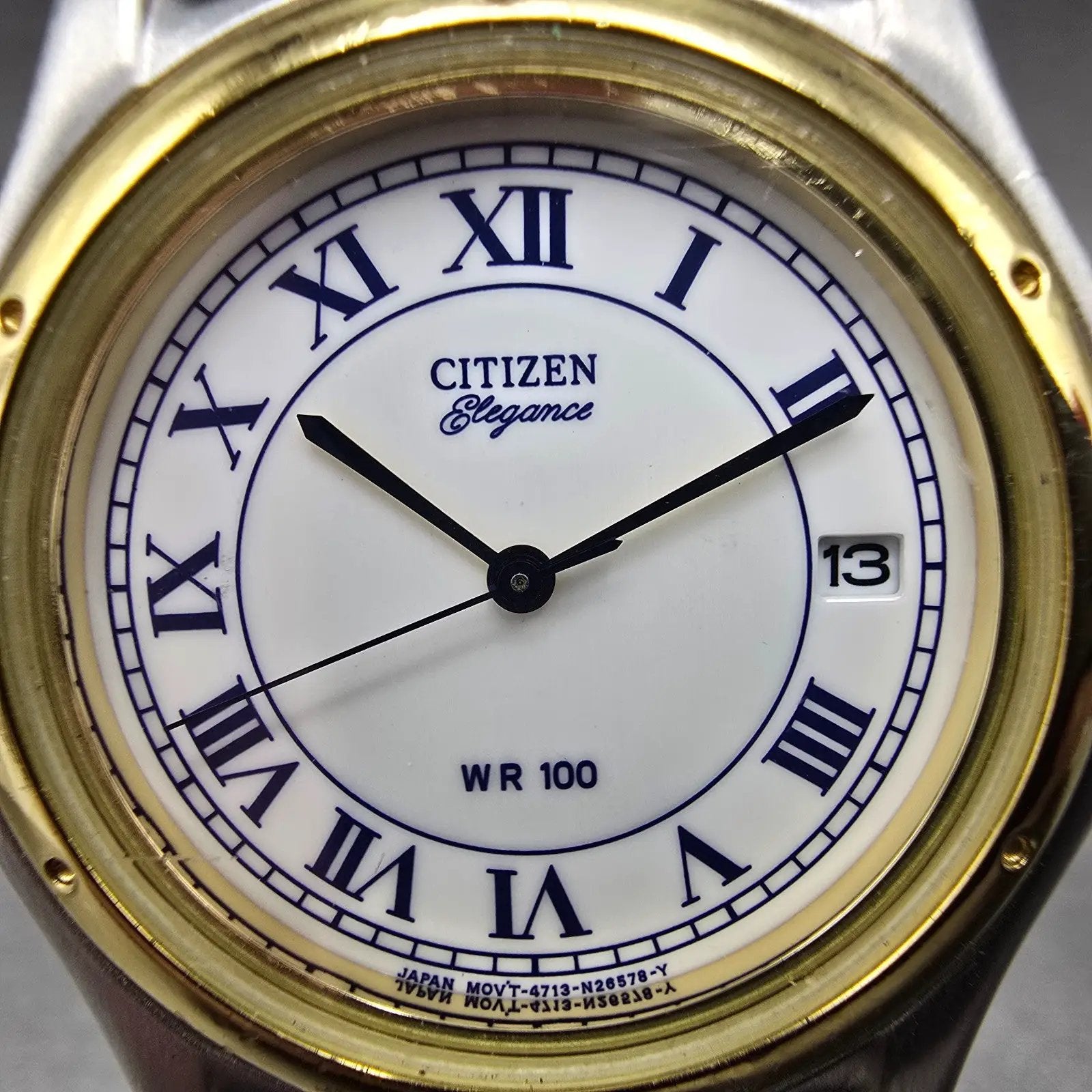Citizen Elegance Watch Men 34mm White Dial Two Tone Date 4713-S41878 New Battery1