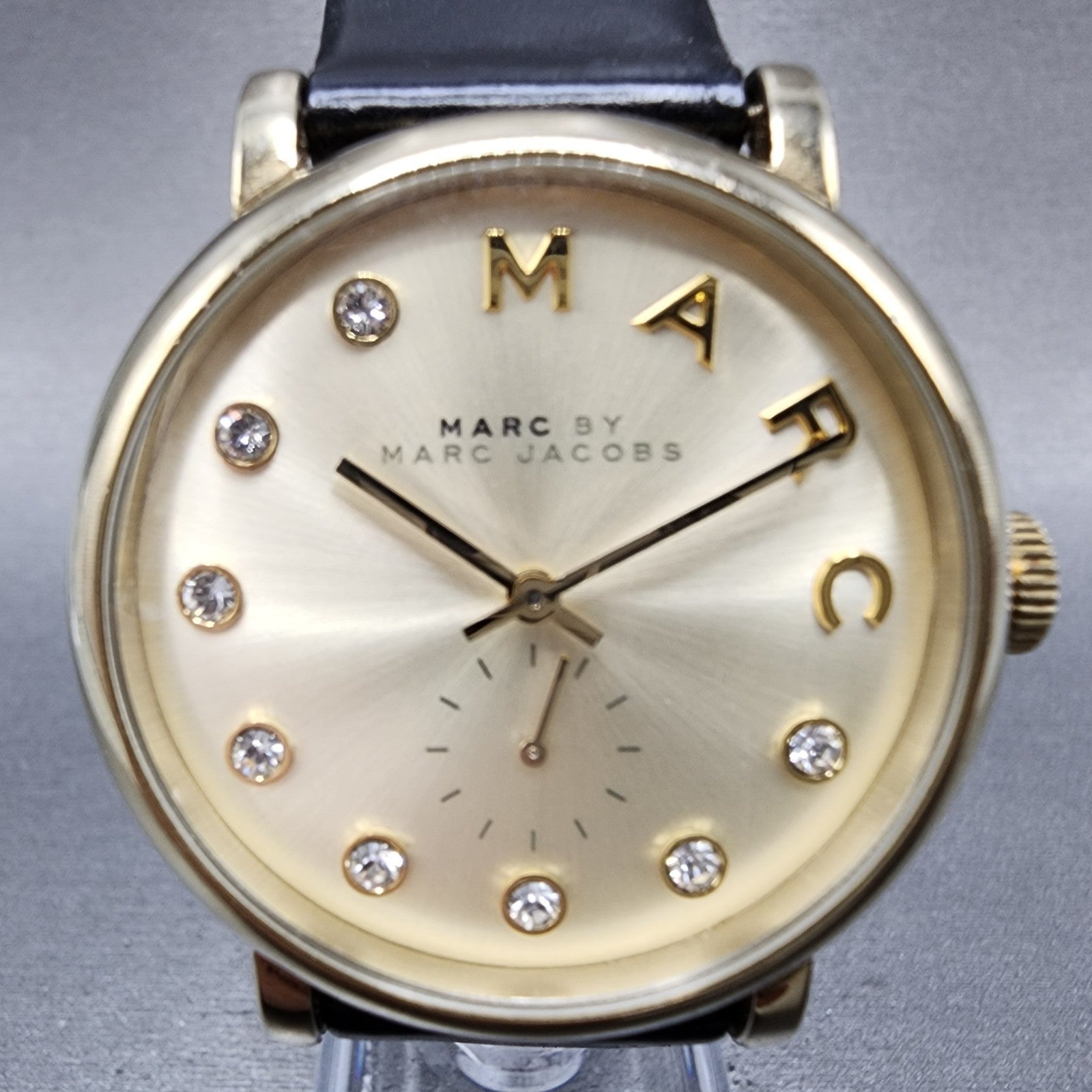 Marc By Marc Jacobs Baker Watch Women 36mm Gold Dial Gold Tone Round New Battery1