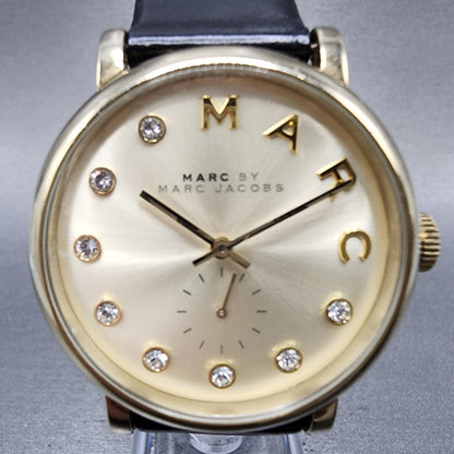 Marc By Marc Jacobs Baker Watch Women 36mm Gold Dial Gold Tone Round New Battery1