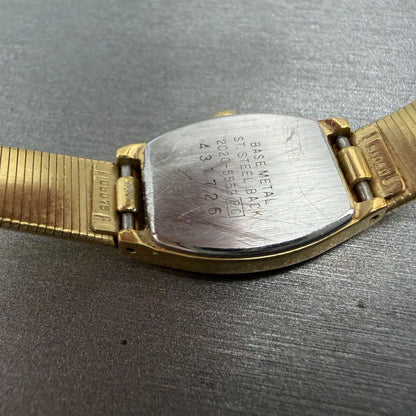 Seiko Watch Women 16mm Gold Dial Gold Tone 2C205559 Tonneau VTG New Battery9