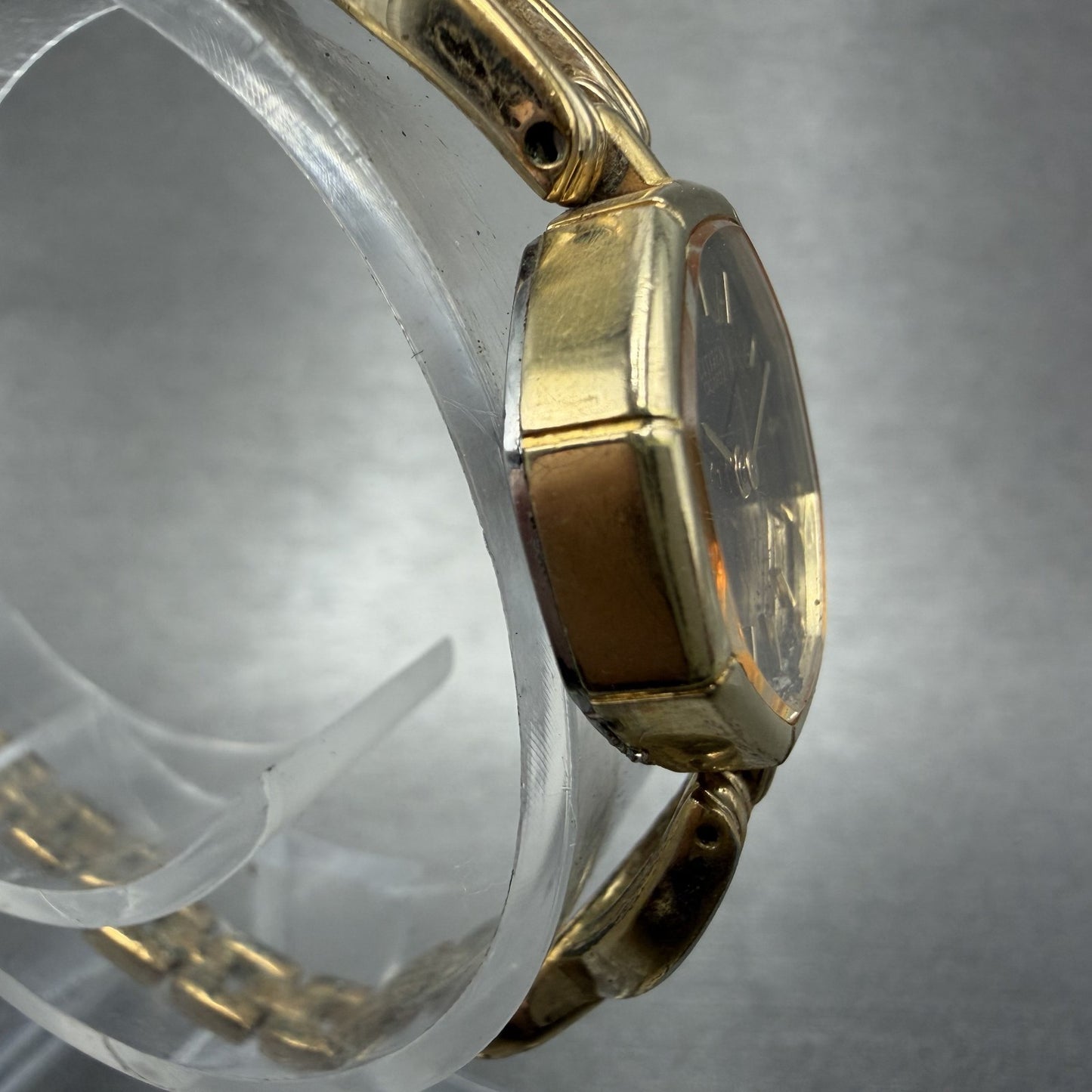 Citizen CQ Watch Women 20mm Black Dial Gold Tone Octagon 4-102444 New Battery3
