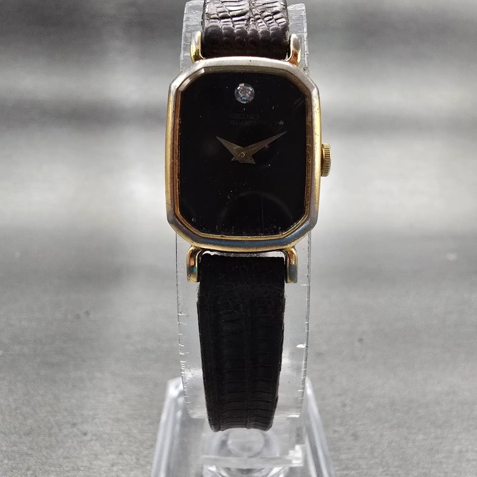 Seiko Watch Women 16mm Brown Dial Gold Tone Rectangle 1400-5309 New Battery VTG5