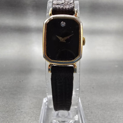 Seiko Watch Women 16mm Brown Dial Gold Tone Rectangle 1400-5309 New Battery VTG5