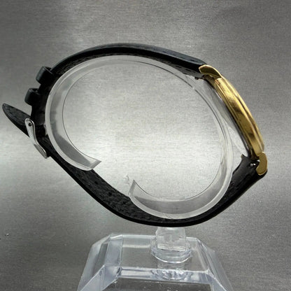 Movado Watch Men 34mm Black Dial Gold Tone Round 87-E4-0885 New Battery VTG BG8