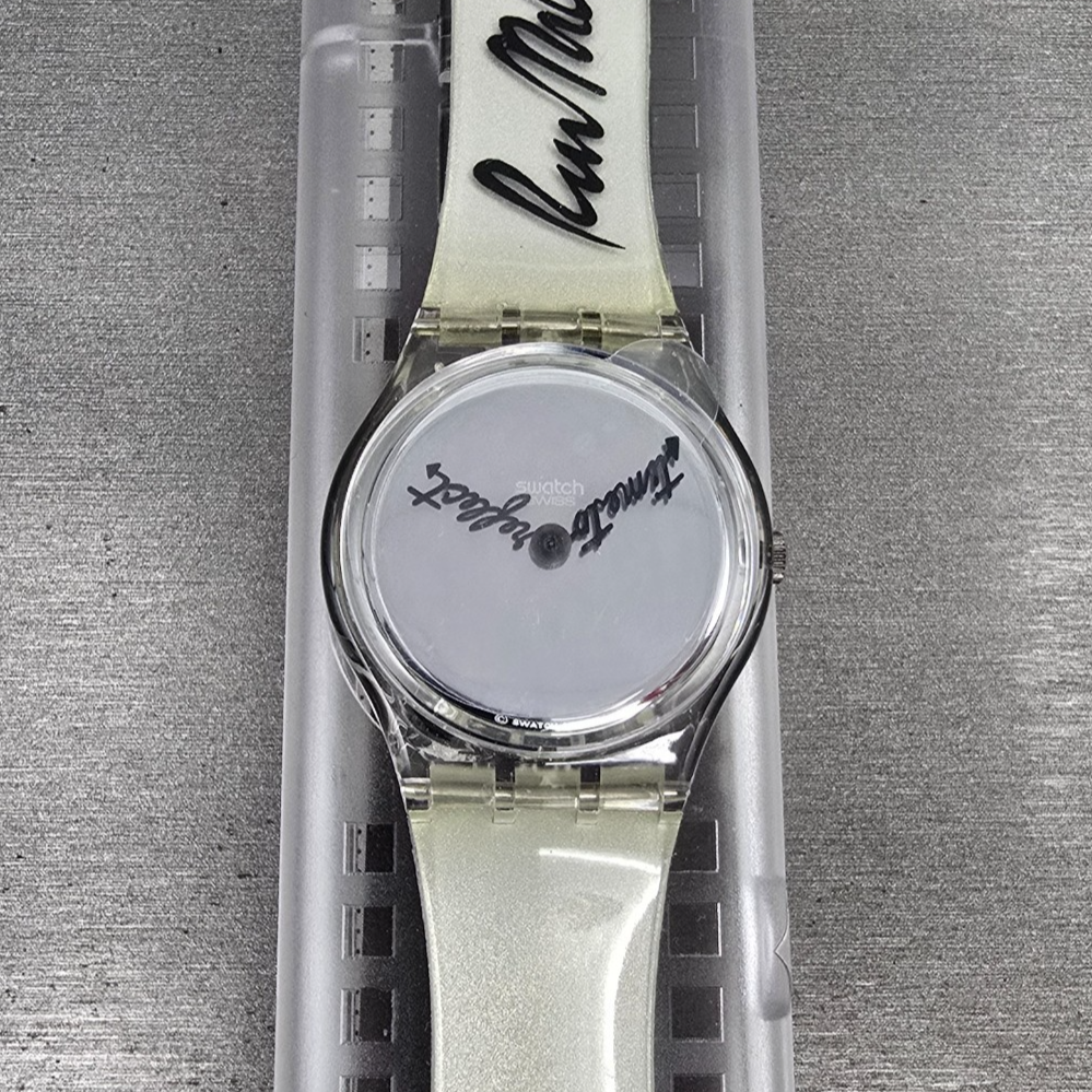 Swatch Time to Reflect Watch Men 34mm Silver Dial Clear Case GZ143 New Batt NOS0