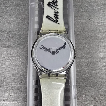 Swatch Time to Reflect Watch Men 34mm Silver Dial Clear Case GZ143 New Batt NOS0