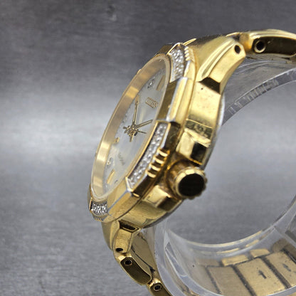 Citizen Eco-Drive Watch Women 30mm Silver Dial Gold Tone Date E013-S111676 Runs2