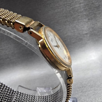 Seiko Watch Women 23mm White Dial Gold Tone Round 7321-0100 New Battery VTG JP33