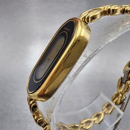 Seiko Watch Women 13mm Digital Gold Tone Oval L6204000 New Battery2