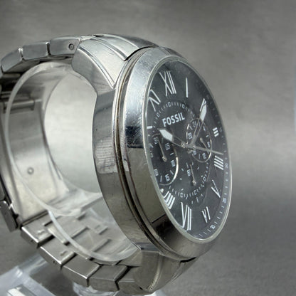 Fossil Grant Chronograph Watch Men 44mm Black Dial Steel FS4736 New Batt3