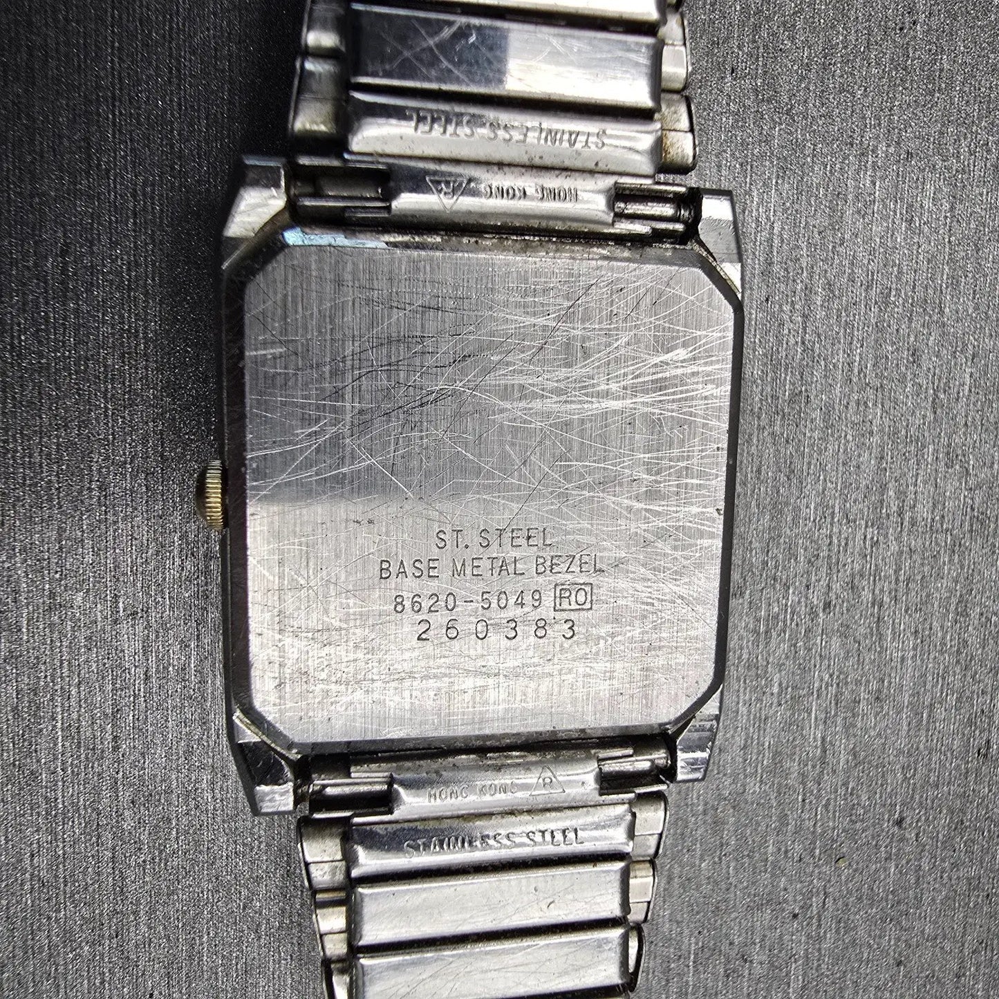 Seiko Watch Men 27mm Silver Dial Two Tone Rectangle 8620-5049 New Battery VTG10